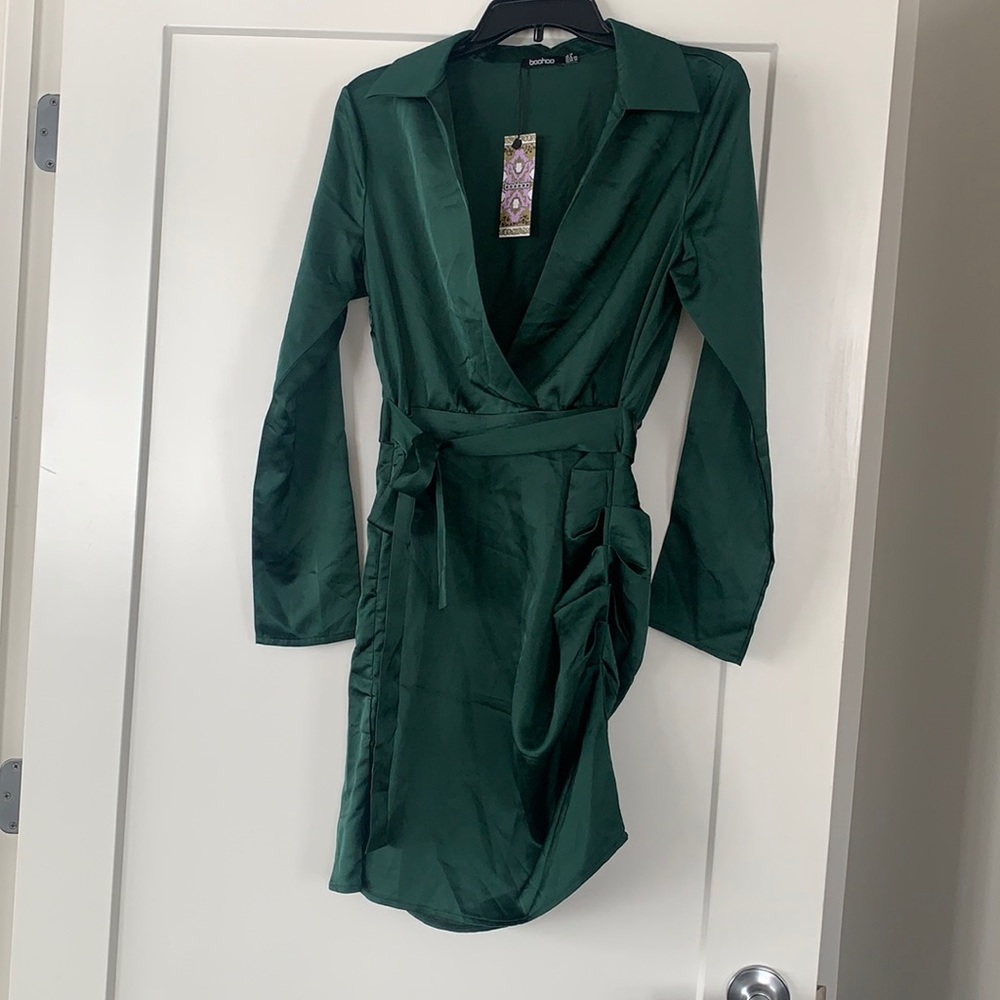 Satin wrap dress